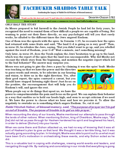 Facebuker Shabbos Table Talk — Parshas Devorim