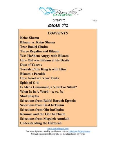 Parsha Pages — Parshas Balak