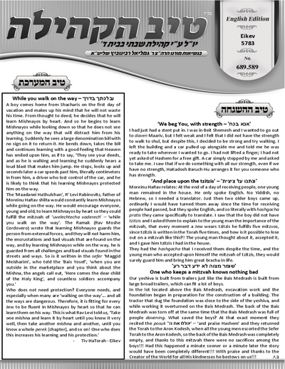 טיב הקהילה English — Parshas Eikev
