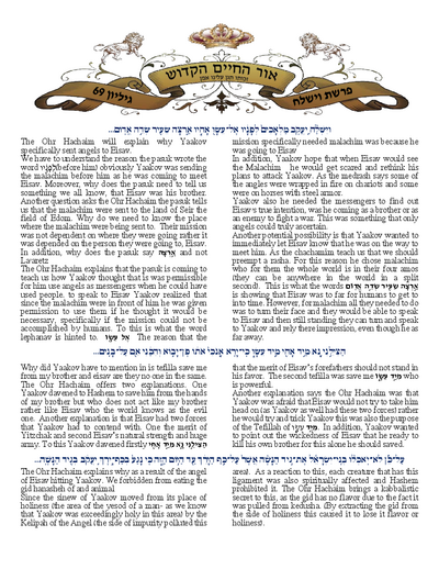 Ohr Hachaim Hakadosh — Parshas Vayishlach