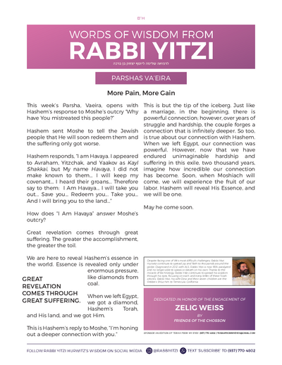 Words of Wisdom from Rabbi Yitzi — Parshas Va'eira