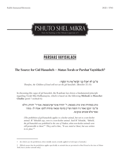 Meshech Chochma — Parshas Vayishlach