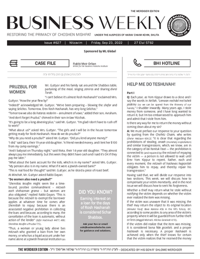 Business Weekly — Parshas Nitzavim