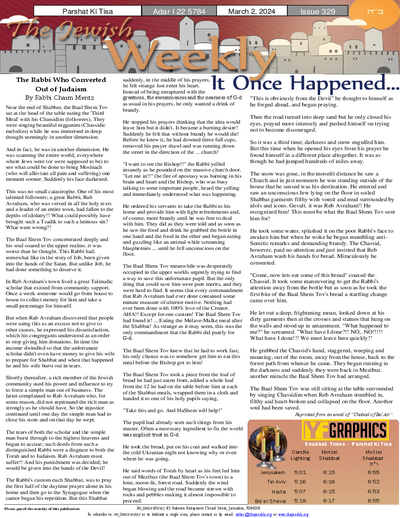 The Jewish Weekly — Parshas Ki Sisa