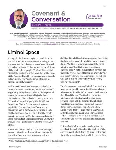 Covenant & Conversation — Parshas Bamidbar