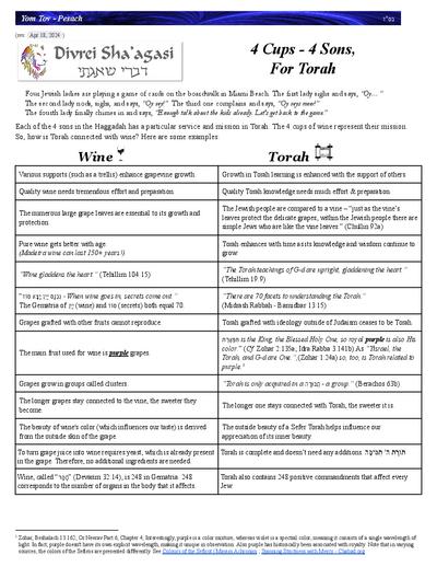 Divrei Shaagasi — Parshas Pesach