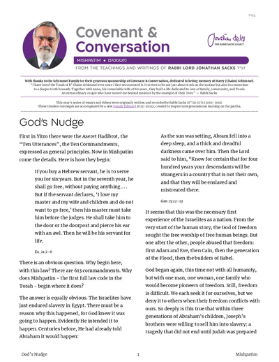 Covenant & Conversation — Parshas Mishpatim