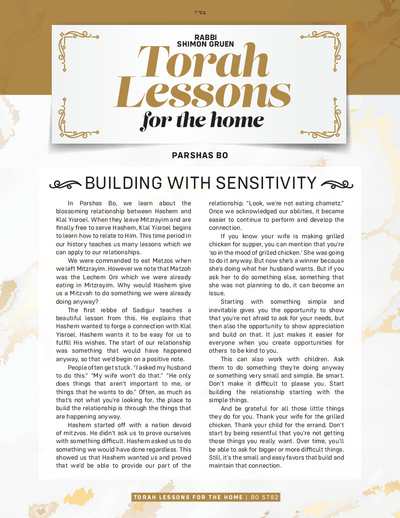 Torah Lessons for the Home — Parshas Bo