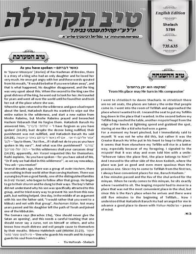 טיב הקהילה English — Parshas Shlach