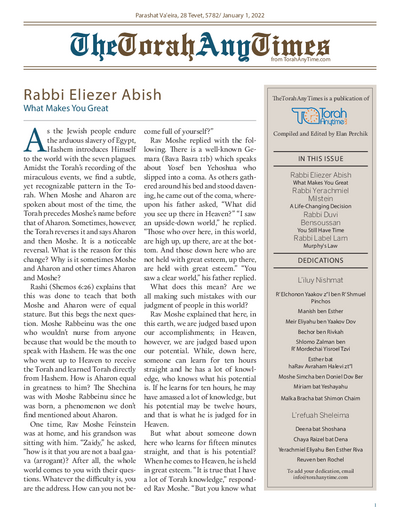 The Torah Anytimes — Parshas Va'eira