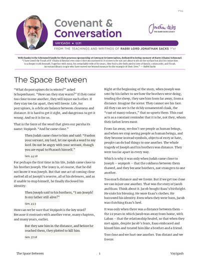 Covenant & Conversation — Parshas Vayigash