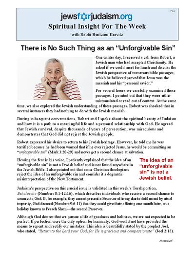 Jews for Judaism — Parshas Behaalotcha