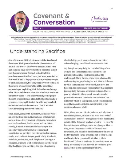 Covenant & Conversation — Parshas Tsav