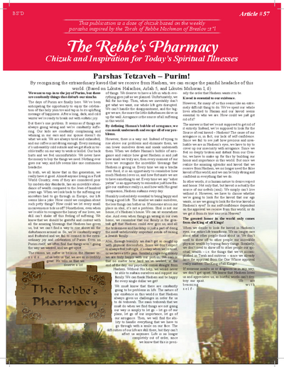 The Rebbe's Pharmacy — Parshas Tetzaveh