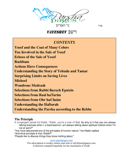 Parsha Pages — Parshas Vayeishev