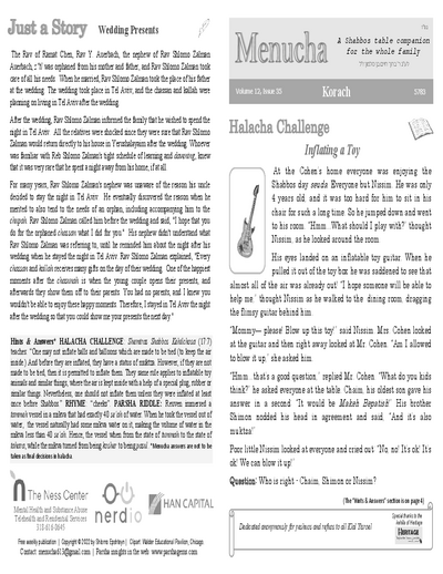 Menucha Magazine — Parshas Korach
