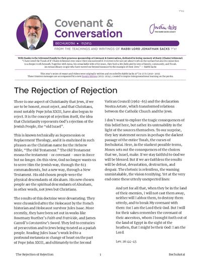 Covenant & Conversation — Parshas Bechukosai