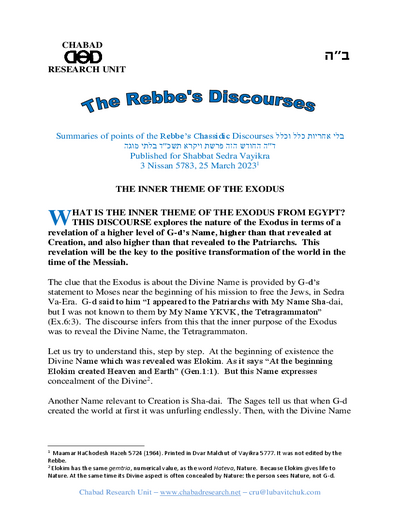 Chabad Research Unit — Parshas Vayikra