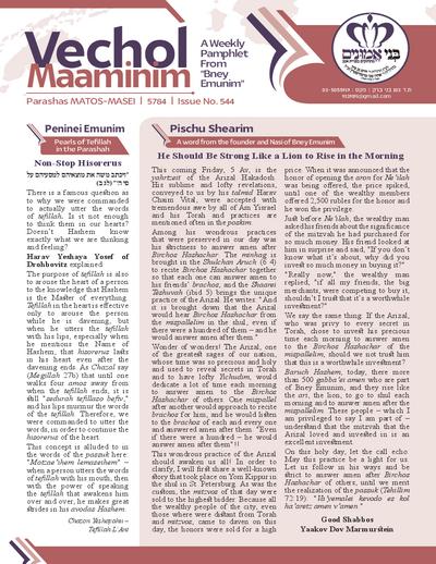 Vechol Maaminim — Parshas Matos-Massei