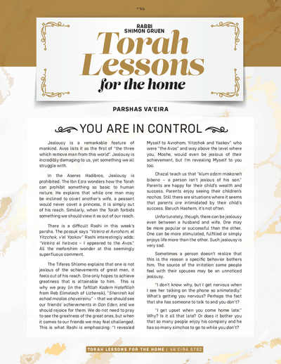 Torah Lessons for the Home — Parshas Va'eira
