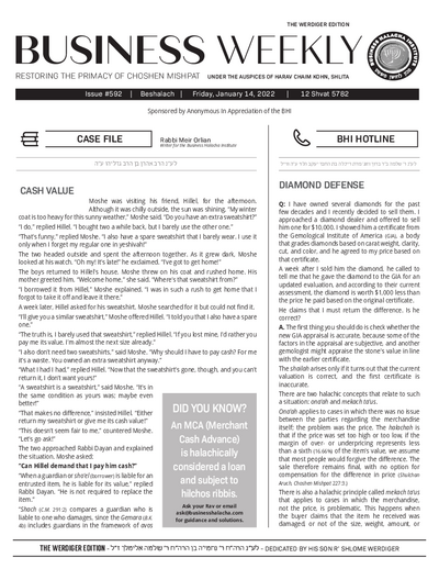 Business Weekly — Parshas Beshalach