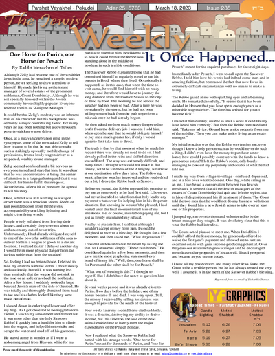 The Jewish Weekly — Parshas Vayak'hel-Pekudei