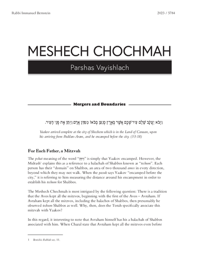 Meshech Chochma — Parshas Vayishlach