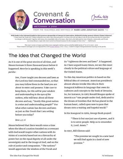 Covenant & Conversation — Parshas Va'etchanan