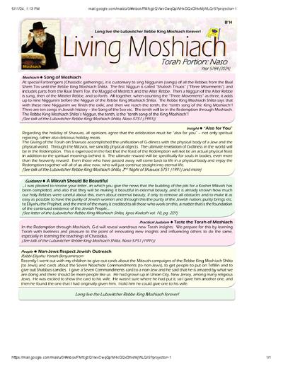 Living Moshiach — Parshas Naso