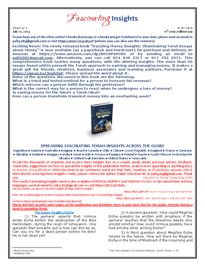 Fascinating Insights — Parshas Devorim