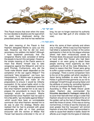 Ohr Hachaim Hakadosh — Parshas Matos-Massei