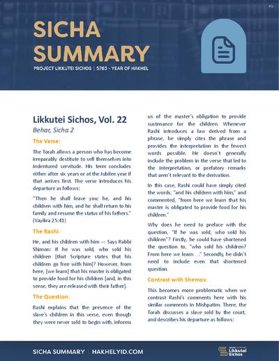 Project Likkutei Sichos — Parshas Behar