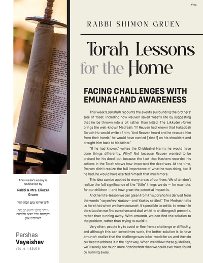 Torah Lessons for the Home — Parshas Vayeishev