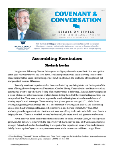 Covenant & Conversation — Parshas Shlach