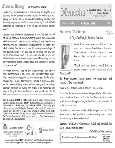 Menucha Magazine — Parshas Chukas-Balak