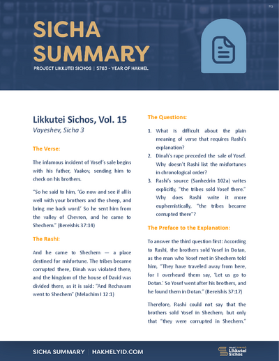 Project Likkutei Sichos — Parshas Vayeishev