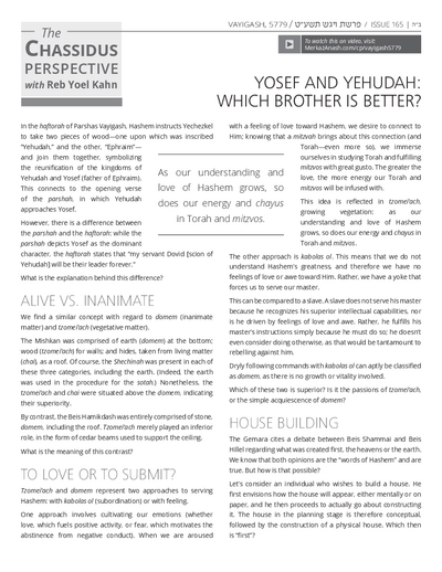 Chassidus Perspective — Parshas Vayigash