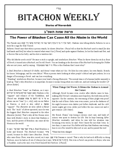 Bitachon Weekly — Parshas Shemos