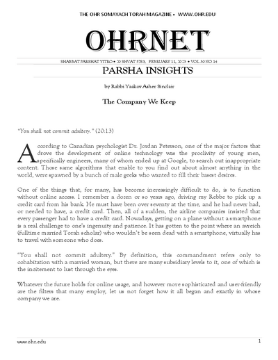 OHRNET — Parshas Yisro