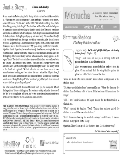 Menucha Magazine — Parshas Vayikra