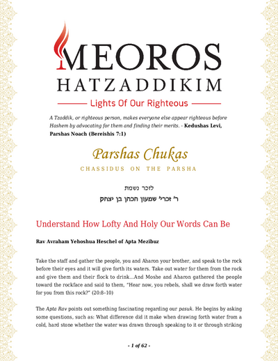 Me'oros Hatzaddikim — Parshas Chukas