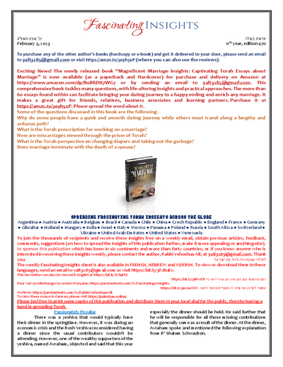 Fascinating Insights — Parshas Beshalach