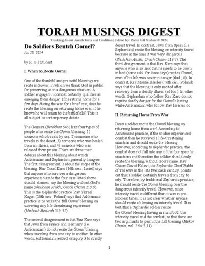 Torah Musings — Parshas Shlach