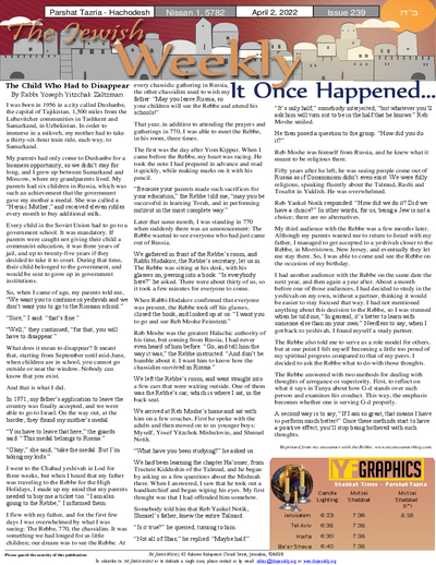 The Jewish Weekly — Parshas Tazria