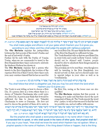Ohr Hachaim Hakadosh — Parshas Shoftim