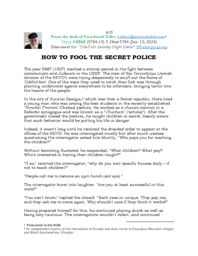 Timely Stories - Y.Tilles — Parshas Bo