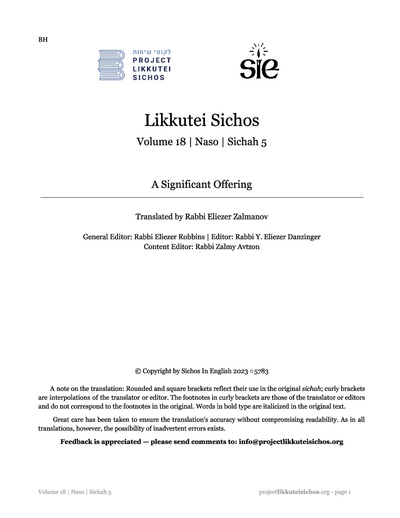 Project Likkutei Sichos — Parshas Naso