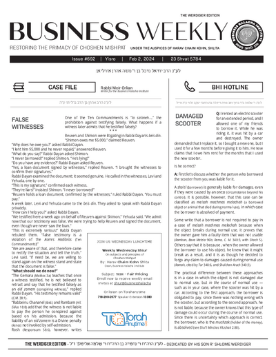 Business Weekly — Parshas Yisro