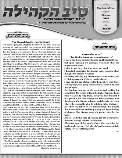 טיב הקהילה English — Parshas Pinchas