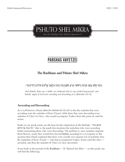 Meshech Chochma — Parshas Vayeitzei